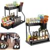 YIYAXIN 2Pcs Organizer Sottolavello Cucina con Ganci & Cassetto Scorrevole, Organizzatore Sotto Lavandino Forma L 2 Piani, Scaffale Sottolavabo Mensola Ripiano Spezie Salvaspazio per Lavandino Lavello Bagno