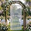PSUNEY Cartello di benvenuto in tulle personalizzato per nozze, moderno cartello per matrimonio con nome e data, decorazione boho per cerimonie, ricevimenti, giardini e ambienti esterni