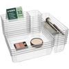 Ribech Set da 32 Scatole Organizzatrici per Cassetti, 4 Misure con Punti Antiscivolo, Organizer Impilabile Trasparente per Trucchi, Cucina, Bagno e Ufficio