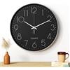 Uootach Orologio da Parete, 30 cm (12 pollici) Movimento al quarzo, design minimalista moderno nero, silenzioso per soggiorno, cucina, ufficio, camera da letto(Caratteri d'argento)