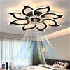 lnrosy Inrosy Lampadario Ventilatore con Telecomando e App, Compatibile con Alexa e Google Assistant, 94cm Moderno Led Plafoniera con Ventilatore, 6 Velocità e Silenzioso, Dimmerabile Per Soggiorno Nero
