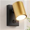 HARPER LIVING Faretto da parete regolabile con interruttore on/off, lampada singola girevole GU10 - Lampada da parete per interni in nero opaco e oro, ideale per camera da letto, corridoio, soggiorno