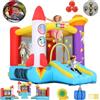 AKEYDIY Castello gonfiabile per bambini (2 - 8 anni), castello gonfiabile con soffiatore, area giochi astronauti e area di tiro, castello gonfiabile a razzi per feste interne ed esterne!