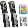 FiveMileBro 2 pezzi Reusable Creative Stapler, Push Clamp Stapler Holder, Binder Clip Tacker con 100 clip in acciaio inox, dispenser di clip portatile per ufficio, scuola, casa e viaggio (A)