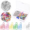 Glarks Set graffette da 2,8 cm, 3,3 cm, 5 cm, argentate e colorate, grande scatola portaoggetti per ufficio, scuola e uso personale