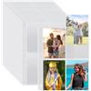 Bafumiu Confezione da 50 bustine per foto A4 con 400 scomparti per raccoglitori a 2/3/4 anelli, bustine trasparenti per cartoline con 4 scomparti, buste plastica a4 con buchi(109x153 mm).