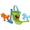 GOWI 467-01010 - Set di sabbia per pony, set di giocattoli per bambini a partire da 1 anno, secchio, pala, rastrello e stampi a forma di sabbia per cavalli, giocattolo da spiaggia e sabbiera