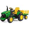 Peg Perego PEG John Deere RC Tractor - Trattore Elettrico Cavalcabile e Telecomandato per Bambini, 12V, con Rimorchio, Telecomando, 2 Ruote Motrici, Radio FM, da 1 Anno
