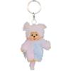 Sekiguchi 243952 - Portachiavi Originale Monchhichi per Bambine Tie Dye, Peluche Rosa e Blu, Ciondolo in Peluche di Circa 10 cm