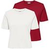 JdY Jdyrex Rex S/S Top 2-Pack Jrs Dia, Barbados Ciliegia, M (Pacco da 2) Donna