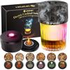 UPSPORT Kit affumicatore elettrico per whisky con 4 modalità di illuminazione, affumicatore per cocktail ricaricabile, 6 trucioli di legno, non richiede butano, regali di Natale/compleanno per uomini