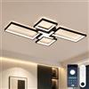 OTREN Plafoniera LED Soffitto Dimmerabile, 82CM 60W Lampadario Camera da Letto con Telecomando 3000K-6500K, Moderno Lampada Soffitto per Soggiorno Cucina, Nero