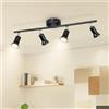 Ketom Binario Faretti Soffitto Orientabile 4 Luci, GU10 Faretto da Soffitto LED Industriale Nero, Faretti da Parete Interno Moderno per Camera da Letto, Cucina, Soggiorno, Senza Lampadina