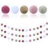 JRSHIRLEYLTD 3 pezzi Ghirlande palline in feltro colorate, colore rosa pompon colori assortiti uniti da filo resistente, materiale morbido ghirlande sfere, per stanze