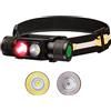weneasker Sofirn - Lampada da testa a LED con luce rossa, ricaricabile, D25LR, luce super luminosa, USB C, torcia frontale con 90 alti CRI bianco chiaro e 660 nm luce rossa profonda per jogging, campeggio