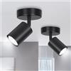 Ketom Faretti da Soffitto Orientabili Base Rotonda, GU10 Lampada Faretti LED Soffitto, Faretto da Parete Neri Moderna, 2 x Plafoniera LED con 1 Faretto per Cucina, Cameretta, Senza Lampadina