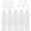 KZNKZN Confezione da 10 contenitori vuoti trasparenti da 100 ml, ricaricabili, con 5 imbuti e 4 fogli di etichette per imballaggio, articoli da toeletta, shampoo, cosmetici liquidi