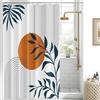 Uiiooazy Tenda Doccia Antimuffa, Tenda Doccia 150x200cm Terracotta Boho Chic Astratta Arancia Sole Foglie Blu Navy Tende da Bagno Tessuto Lavabile Impermeabile Tende per Vasca da Bagno con 10 Anelli