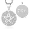 VASSAGO Collana con pentagramma Tetragrammaton Per uomini e donne Ciondolo a pentacolo Nome ebraico di Dio Simbolo di protezione Amuleto Wicca Pagano Gioielli Regali (Catena a scatola-S)