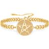 VASSAGO Tetragrammaton, bracciale in acciaio inox con sigillo magico pentagramma ciondolo cognome ebraico fascino wicca amuleto gioielli per uomini e donne (oro)