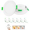 Laiebri Confezione da 6 Pack da Incasso a LED 230V Bianco - Faretti da Soffitto IP44 - Faretti da Incasso a Soffitto Ø68-80mm, 2700K/4000K/6500K Lampada da Soffitto Plafoniera LED per Bagno Cucina