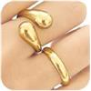 Emibele Anelli Donna Oro Set da 2, Anello Larghi in Acciaio Inox Antiossidazione, Anello a Goccia Statement, Anelli Aperti Intrecciati Impilabili, Gioielli alla Moda Regalo per Persona Cara, Taglia 7