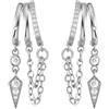 Emibele Argento Huggie Pendenti Orecchini Per Donne Non Scoloriscono Triplo Cerchi Orecchini Caduta Zirconia Trendy Ipoallergenico Catena Lunga Huggie Pendenti Moderno Gioiello Regalo