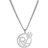 VASSAGO Poseidon - Collana con ciondolo a forma di tridente ucraino, da uomo, donna, in acciaio inox, con ciondolo a forma di onda, amuleto greco, ancora, idea regalo, Acciaio inossidabile