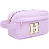Toozen Borsa per cosmetici per donna Personalizzata Iniziale, Pochette Trucchi Viaggio con Tasca Interna, Trousse Trucchi Organizer Cosmetici, Regalo Compleanno Natale Ideale per Donne Ragazze Amic Viola H