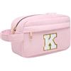 Toozen Borsa per cosmetici per donna Personalizzata Iniziale, Pochette Trucchi Viaggio con Tasca Interna, Trousse Trucchi Organizer Cosmetici, Regalo Compleanno Natale Ideale per Donne Ragazze Amic Rosa K
