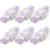 VCELINK Cat6 Connettore RJ45 Senza Attrezzi LSA, 1000 Mbps/250 MHz, Compatto Riutilizzabile, Plug RJ45 UTP Placcato in Oro per Cavo di Rete AWG 23-26, Compatibile con PoE, Viola Trasparente, 6 Pezzi