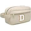 Toozen Borsa per cosmetici per donna Personalizzata Iniziale, Pochette Trucchi Viaggio con Tasca Interna, Trousse Trucchi Organizer Cosmetici, Regalo Compleanno Natale Ideale per Donne Ragazze Amic BeigeD