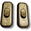 Terryshop74® 2 Pezzi Perette di Accensione Interruttore Volante per Filo Passante 2x0,75 300V/P 250V - Montaggio Facile - Colore Bronzo/Oro