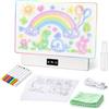 OUTON Lavagna Luminosa LED Bambini con 8 Colori e 3 Modalità di Luce, Tavoletta da Disegno Riutilizzabile con 7 Pennarelli e Modelli, Gioco Creativo per Bambina e Bambino, USB-C