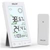 SKYBOBMY Stazione Meteo con Sensore Esterno, Stazione Meteo con Display LCD 6,0", Termometro Interno ed Esterno, Igrometro, Previsioni Meteo, Luce notturna, Sveglia, Funzione Snooze