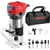 TEENO Rifilatore Fresatrice Verticale per Legno 800W 13000-33000 RPM Con Copertura Antipolvere, Legno Rifilatrice Elettrica Con 5 pezzi 1/4" Fresatura Cuter, 6 Velocità Variabili, Mandrino 6/6.35/8mm
