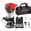TEENO Rifilatore Fresatrice Verticale per Legno 800W 13000-33000 RPM Con Copertura Antipolvere, Legno Rifilatrice Elettrica Con 15 pezzi 1/4" Fresatura Cuter, 6 Velocità Variabili, Mandrino 6/6.35/8mm