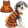 Zunea - Abiti di Halloween per cani di taglia piccola, gatti, stampa a zucca, costumi di Halloween per cuccioli, vestito elegante in morbido tessuto per animali domestici con fiocco, abiti per