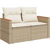vidaXL Divano da Giardino con Cuscini a 2 Posti Beige in Polyrattan