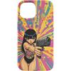 Psychedelic Groovy Custodia per iPhone 15 Carino Anime Ragazza con Pistola Grafica Psichedelica