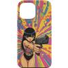 Psychedelic Groovy Custodia per iPhone 13 Pro Max Carino Anime Ragazza con Pistola Grafica Psichedelica
