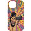 Psychedelic Groovy Custodia per iPhone 14 Carino Anime Ragazza con Pistola Grafica Psichedelica