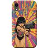 Psychedelic Groovy Custodia per iPhone XR Carino Anime Ragazza con Pistola Grafica Psichedelica