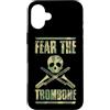 Marching Band Merch for Trombone Players Custodia per iPhone 16 Plus Grafica del teschio di Halloween di Fear The Trombone