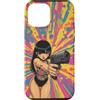 Psychedelic Groovy Custodia per iPhone 12 Pro Max Carino Anime Ragazza con Pistola Grafica Psichedelica