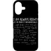 Funny Math Teacher Algebra Geometry Gift Custodia per iPhone 17 Ho sempre ragione Insegnante di matematica Algebra Calculus Formula