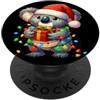 Funny Cute Christmas String Lights Austr Koala che indossa un cappello di Babbo Natale che tiene un regalo di Natale australiano amante PopSockets PopGrip Adesivo