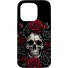 Skulls and Roses Metal Rock Gothic Metal Custodia per iPhone 15 Pro Scheletro Metalhead Teschi e Rose Metal Rock Filigrana