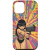 Psychedelic Groovy Custodia per iPhone 12/12 Pro Carino Anime Ragazza con Pistola Grafica Psichedelica