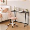 MEUBLE COSY Set Scrivania e Sedia da Ufficio Salvaspazio per Lavorare e Studiare da Casa, Nero + Rosa